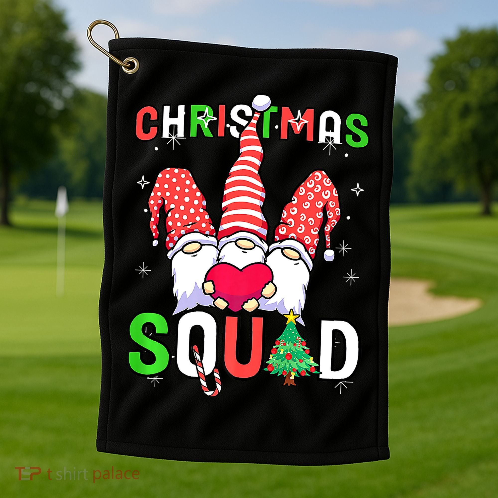 Christmas With My Gnomies Buffalo Christmas Squad Golf Towel