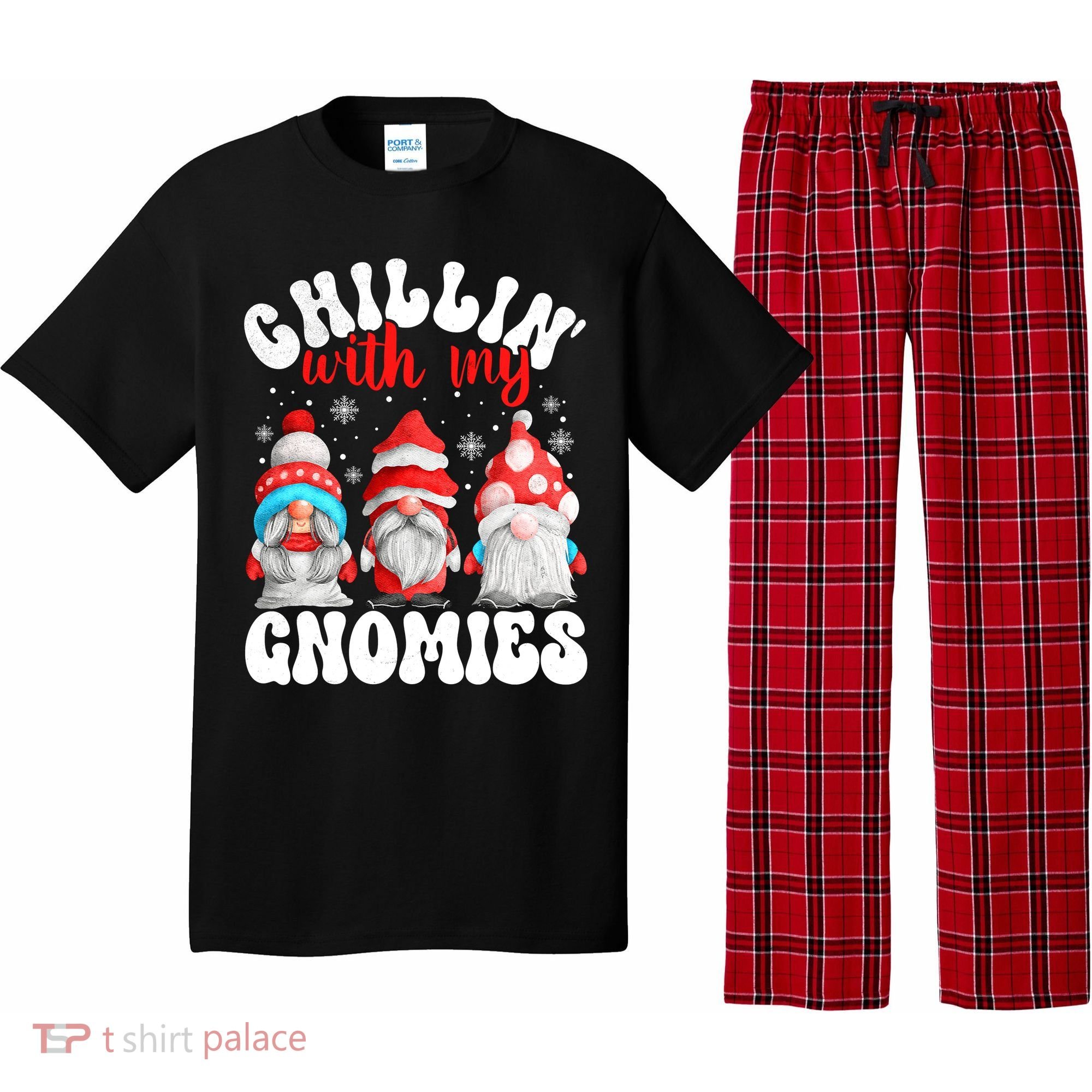Chillin With My Gnomies Christmas Cute Gnomes Ugly Sweater Pajama Set