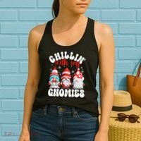 Chillin With My Gnomies Christmas Cute Gnomes Ugly Sweater Women's Tank Top thumb 2