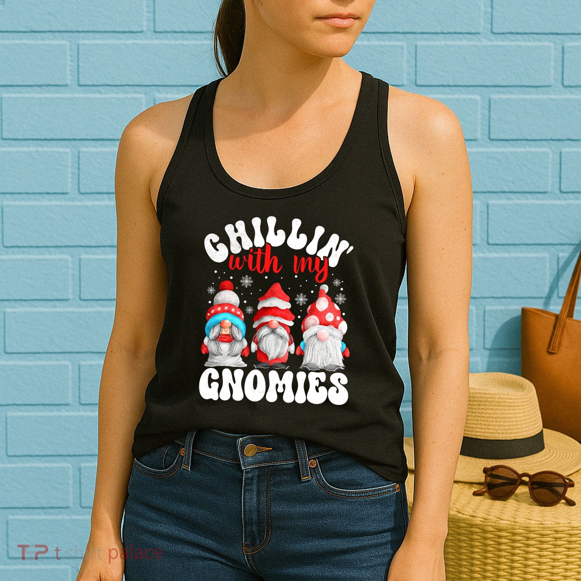 Chillin With My Gnomies Christmas Cute Gnomes Ugly Sweater Women's Tank Top