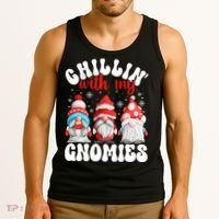 Chillin With My Gnomies Christmas Cute Gnomes Ugly Sweater Tank Top thumb 3