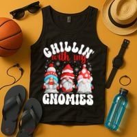 Chillin With My Gnomies Christmas Cute Gnomes Ugly Sweater Tank Top thumb 4