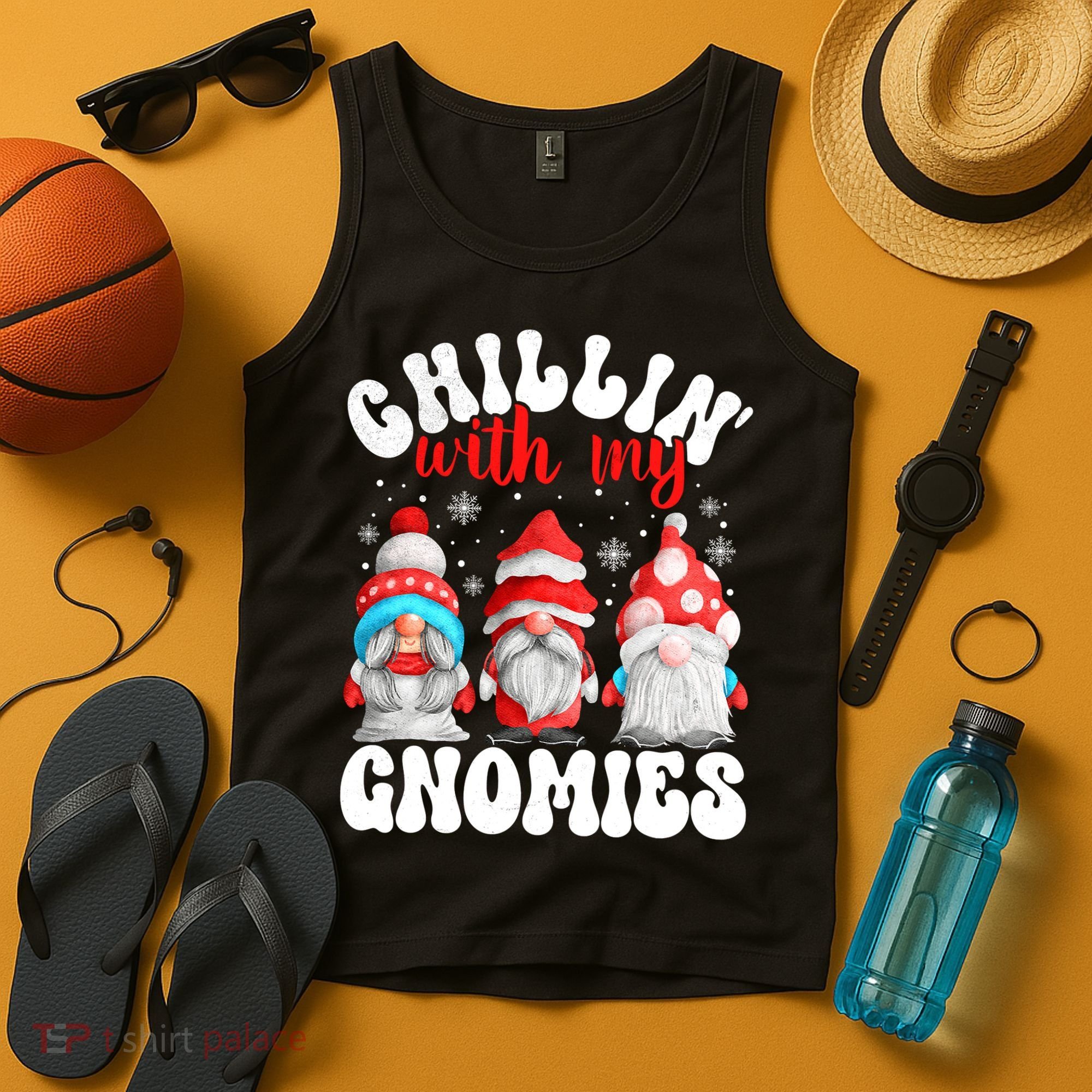 Chillin With My Gnomies Christmas Cute Gnomes Ugly Sweater Tank Top