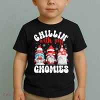 Chillin With My Gnomies Christmas Cute Gnomes Ugly Sweater Toddler T-Shirt thumb 2