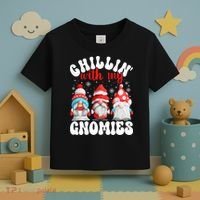 Chillin With My Gnomies Christmas Cute Gnomes Ugly Sweater Toddler T-Shirt thumb 3