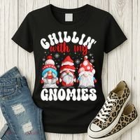 Chillin With My Gnomies Christmas Cute Gnomes Ugly Sweater Women's T-Shirt thumb 3