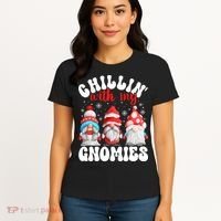 Chillin With My Gnomies Christmas Cute Gnomes Ugly Sweater Women's T-Shirt thumb 4