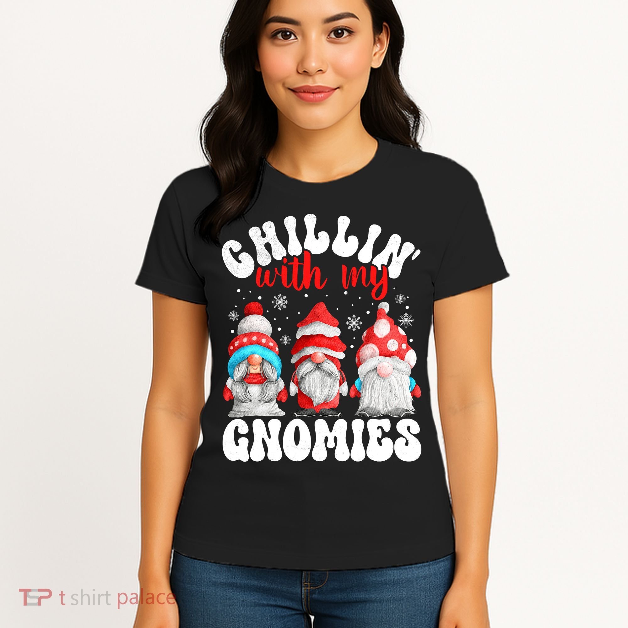 Chillin With My Gnomies Christmas Cute Gnomes Ugly Sweater Women's T-Shirt