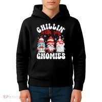Chillin With My Gnomies Christmas Cute Gnomes Ugly Sweater Kids Hoodie thumb 4