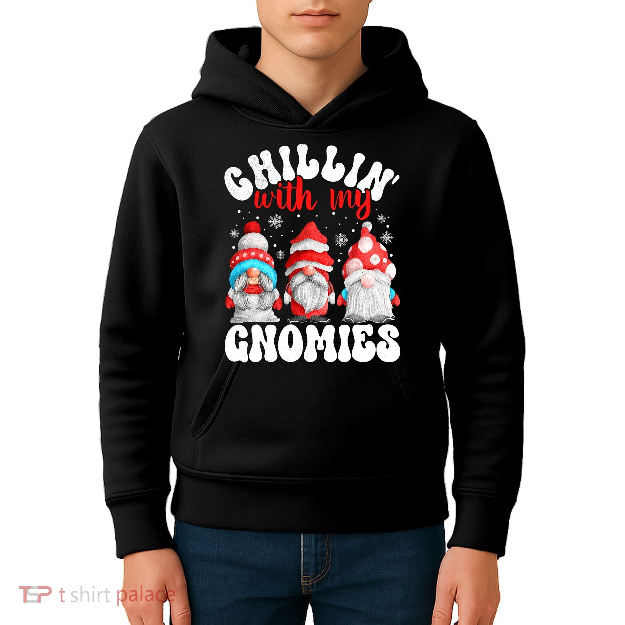 Chillin With My Gnomies Christmas Cute Gnomes Ugly Sweater Kids Hoodie