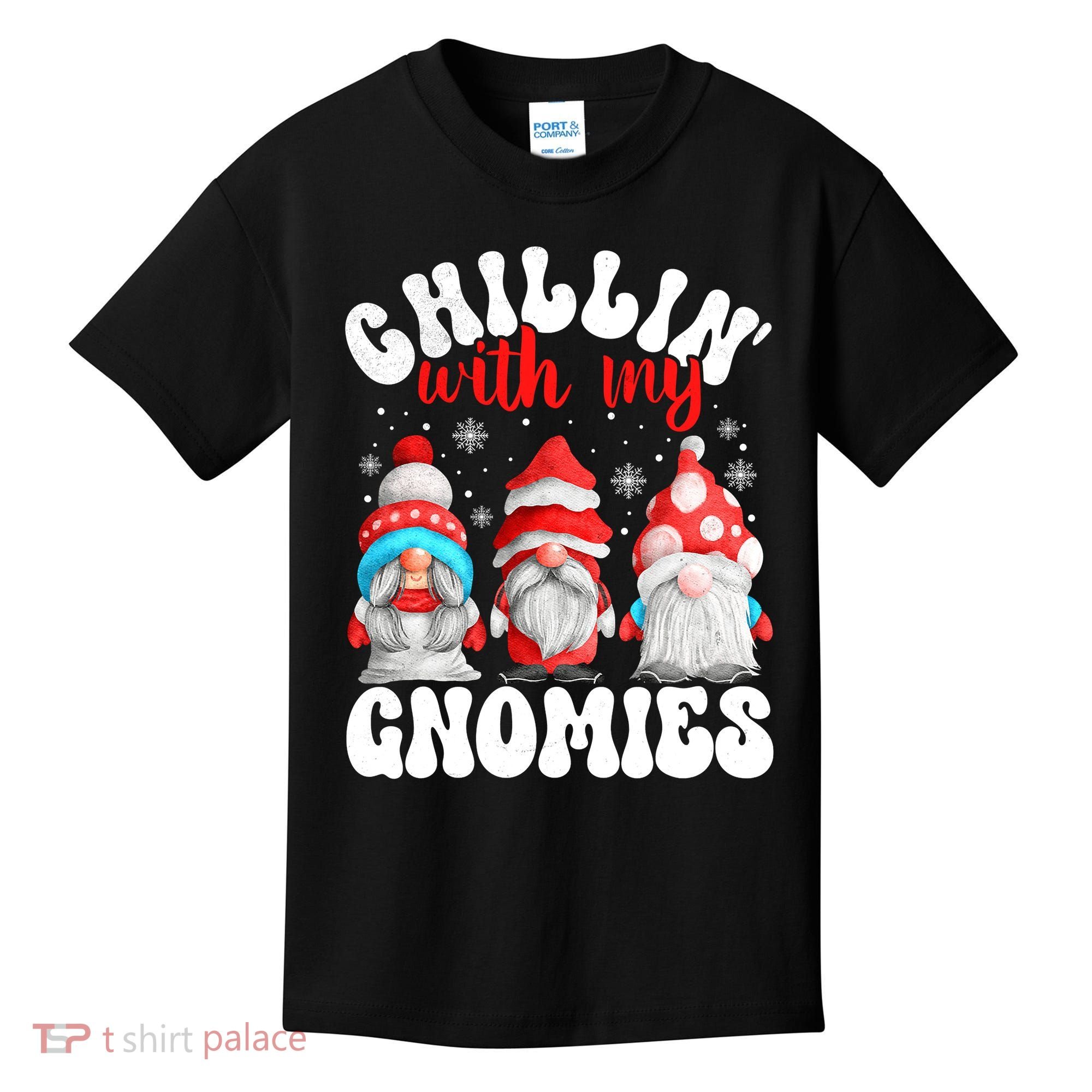 Chillin With My Gnomies Christmas Cute Gnomes Ugly Sweater Kids T-Shirt