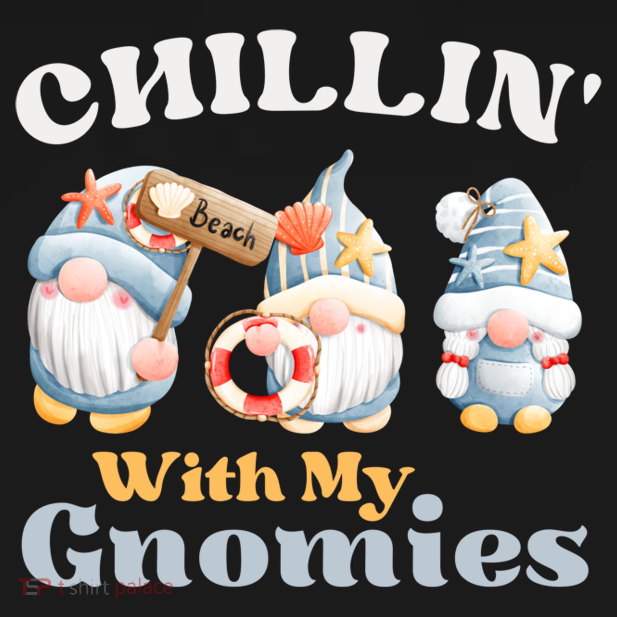 Chillin With My Gnomies Beach Gnomes With Shells Gift Doggie Tank