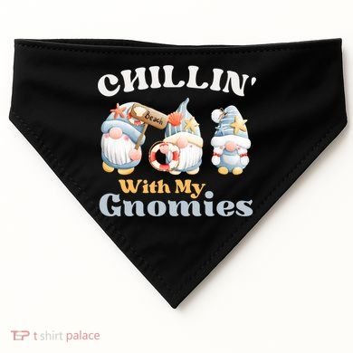 Chillin With My Gnomies Beach Gnomes With Shells Gift USA-Made Doggie Bandana