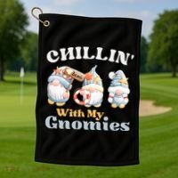 Chillin With My Gnomies Beach Gnomes With Shells Gift Golf Towel thumb 1