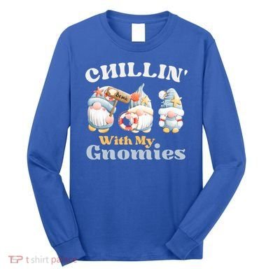 Chillin With My Gnomies Beach Gnomes With Shells Gift Long Sleeve Shirt