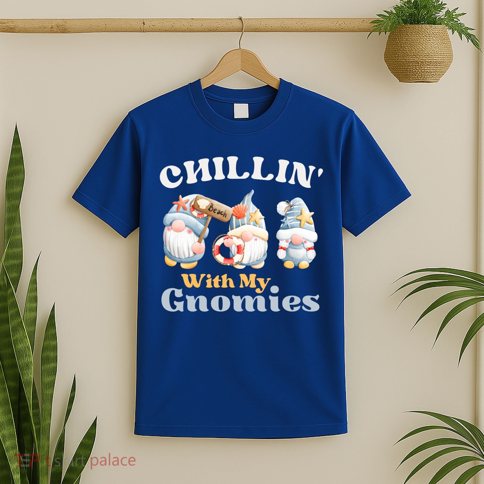 Chillin With My Gnomies Beach Gnomes With Shells Gift T-Shirt