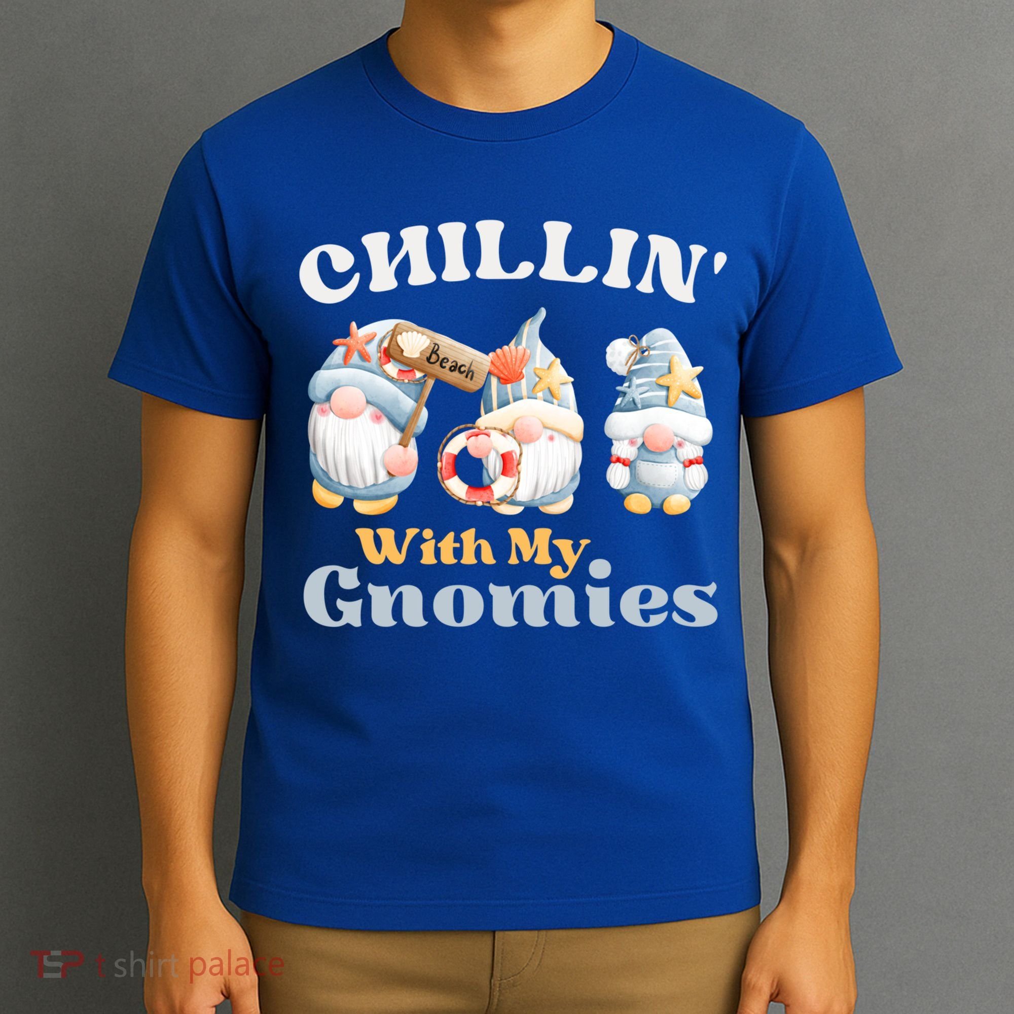 Chillin With My Gnomies Beach Gnomes With Shells Gift T-Shirt