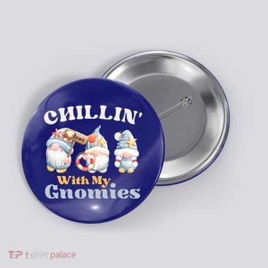 Chillin With My Gnomies Beach Gnomes With Shells Gift Button