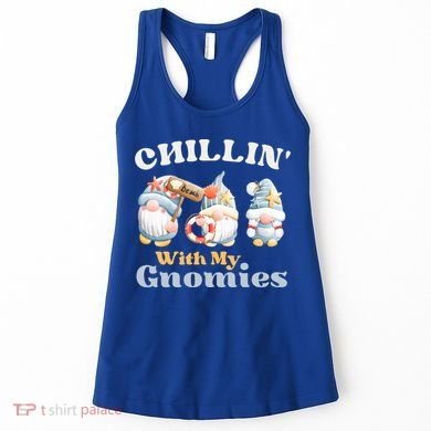 Chillin With My Gnomies Beach Gnomes With Shells Gift Women's Tank Top