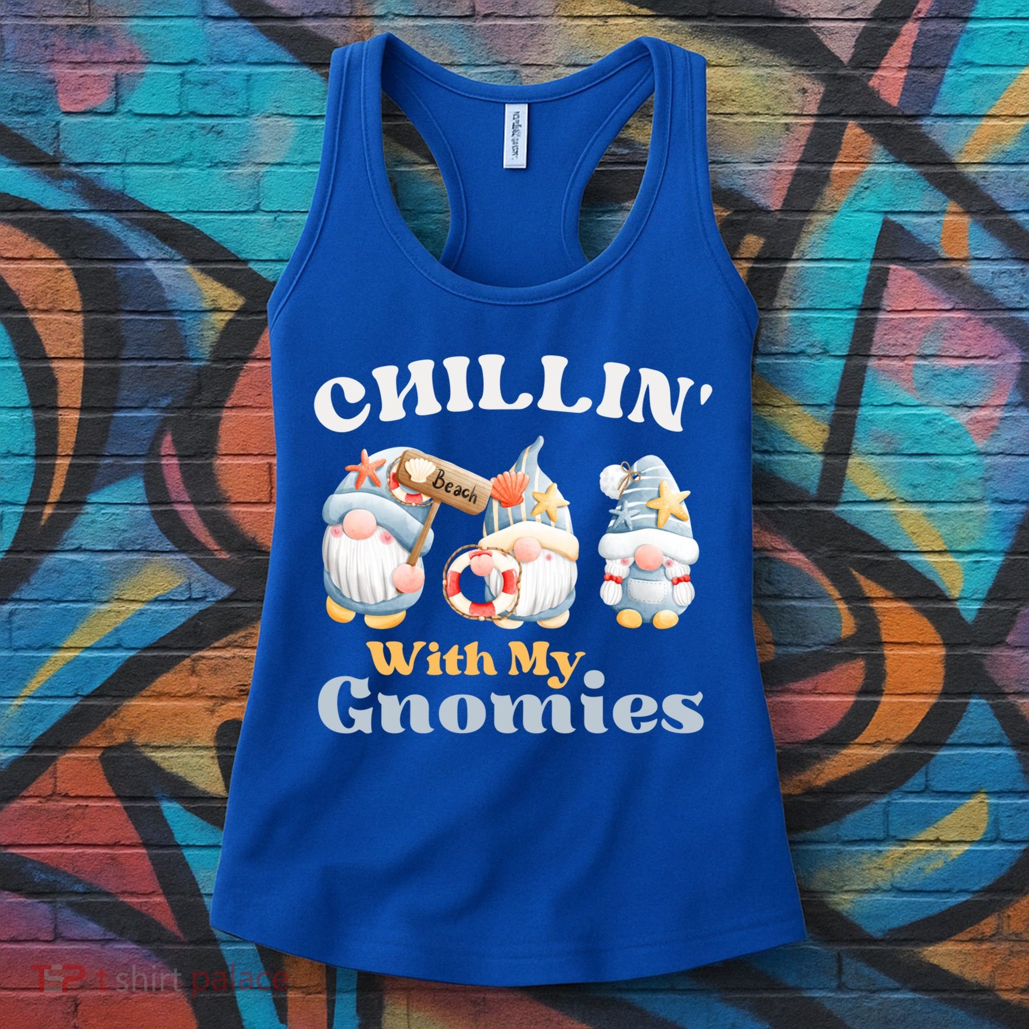 Chillin With My Gnomies Beach Gnomes With Shells Gift Women's Tank Top