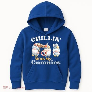 Chillin With My Gnomies Beach Gnomes With Shells Gift Kids Hoodie