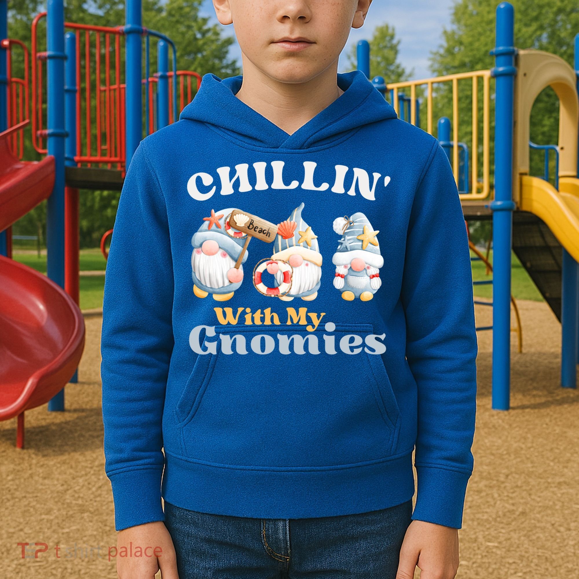 Chillin With My Gnomies Beach Gnomes With Shells Gift Kids Hoodie
