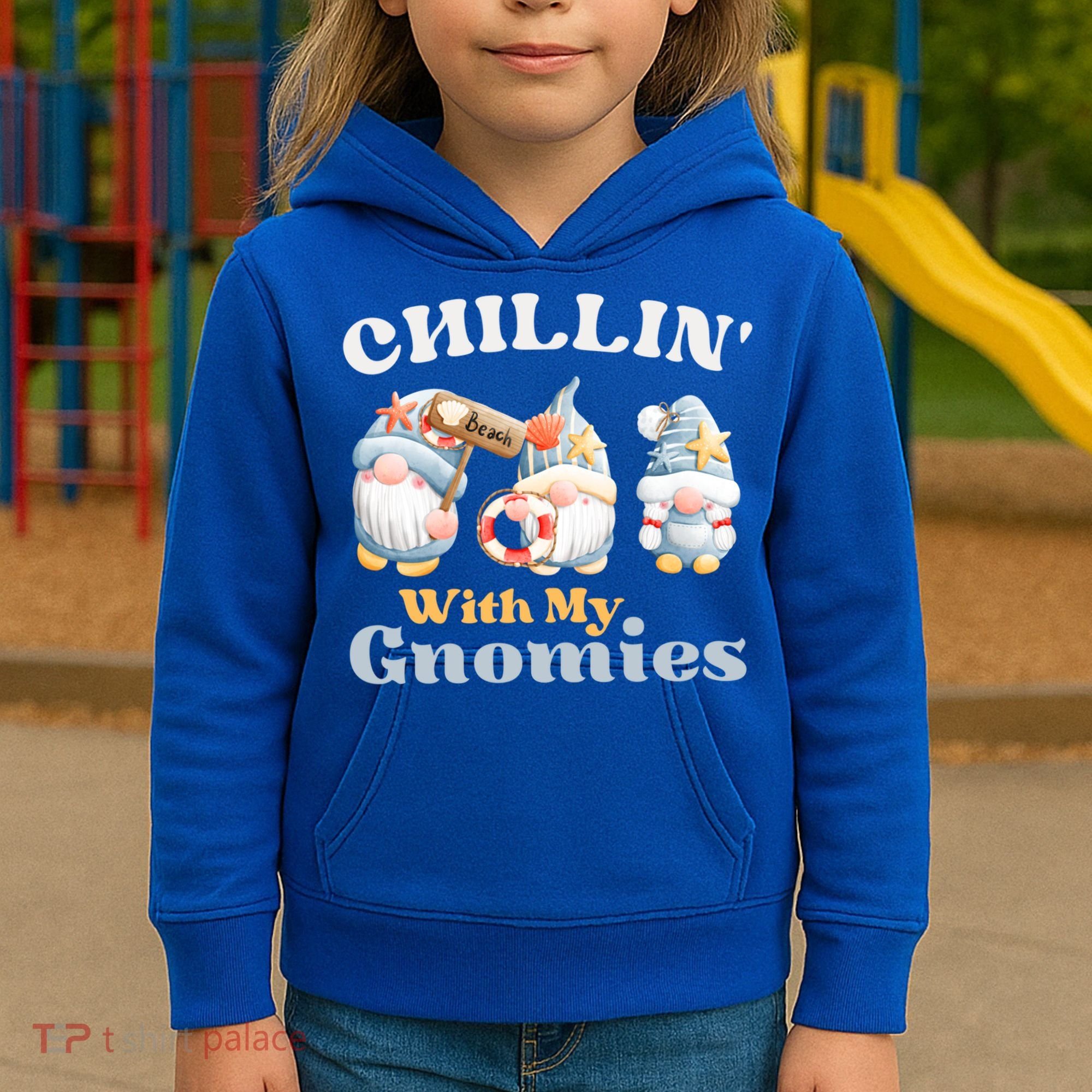 Chillin With My Gnomies Beach Gnomes With Shells Gift Kids Hoodie