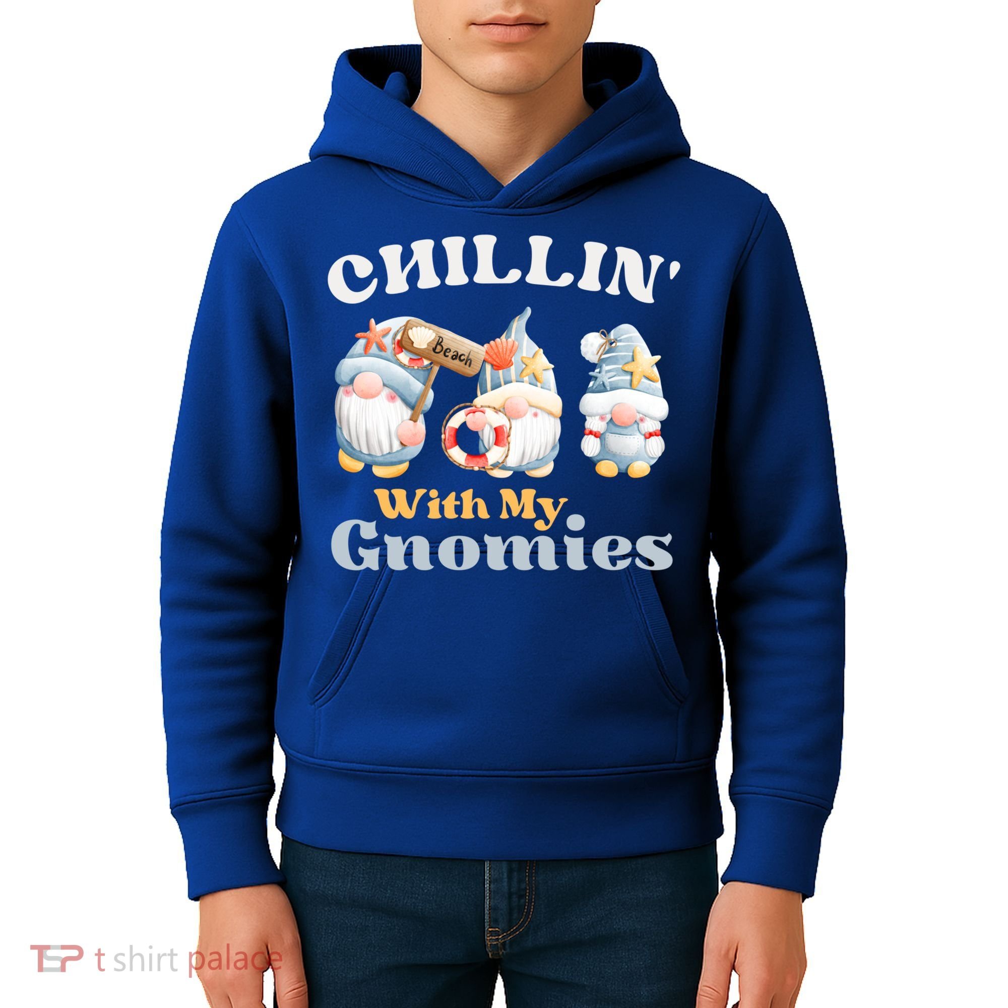 Chillin With My Gnomies Beach Gnomes With Shells Gift Kids Hoodie