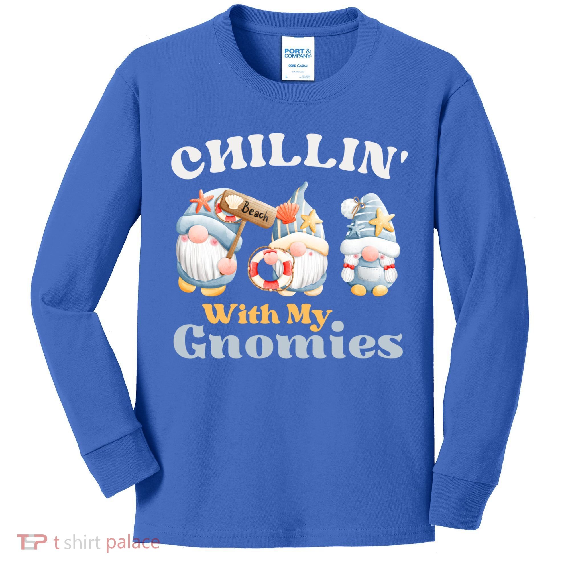 Chillin With My Gnomies Beach Gnomes With Shells Gift Kids Long Sleeve Shirt