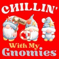 Chillin With My Gnomies Beach Gnomes With Shells Gift Santa Hat thumb 1