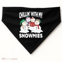 Chillin' With My Snowmies Christmas Snow Cool Gift USA-Made Doggie Bandana thumb 0