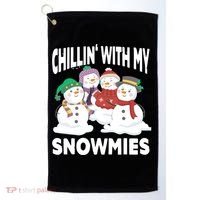 Chillin' With My Snowmies Christmas Snow Cool Gift Golf Towel thumb 0