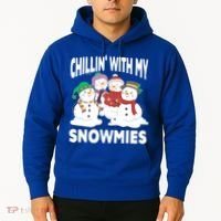 Chillin' With My Snowmies Christmas Snow Cool Gift Hoodie thumb 2