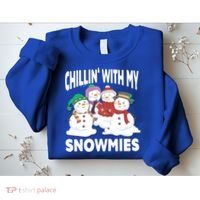 Chillin' With My Snowmies Christmas Snow Cool Gift Sweatshirt thumb 2