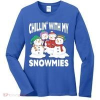 Chillin' With My Snowmies Christmas Snow Cool Gift Women's Long Sleeve Shirt thumb 0