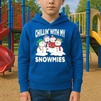 Chillin' With My Snowmies Christmas Snow Cool Gift Kids Hoodie thumb 2