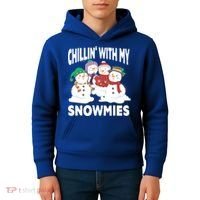 Chillin' With My Snowmies Christmas Snow Cool Gift Kids Hoodie thumb 4