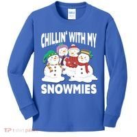 Chillin' With My Snowmies Christmas Snow Cool Gift Kids Long Sleeve Shirt thumb 0