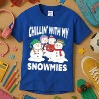 Chillin' With My Snowmies Christmas Snow Cool Gift Kids T-Shirt thumb 3