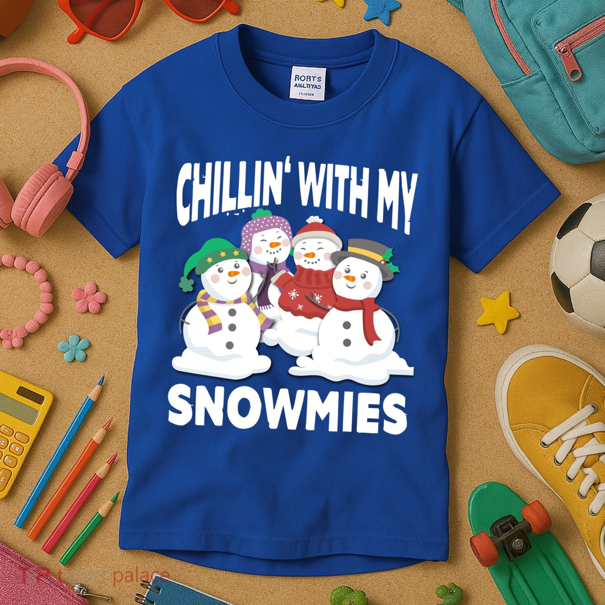 Chillin' With My Snowmies Christmas Snow Cool Gift Kids T-Shirt