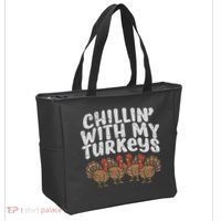 Chillin With My Turkeys Thanksgiving Family Gift Tote Bag thumb 2