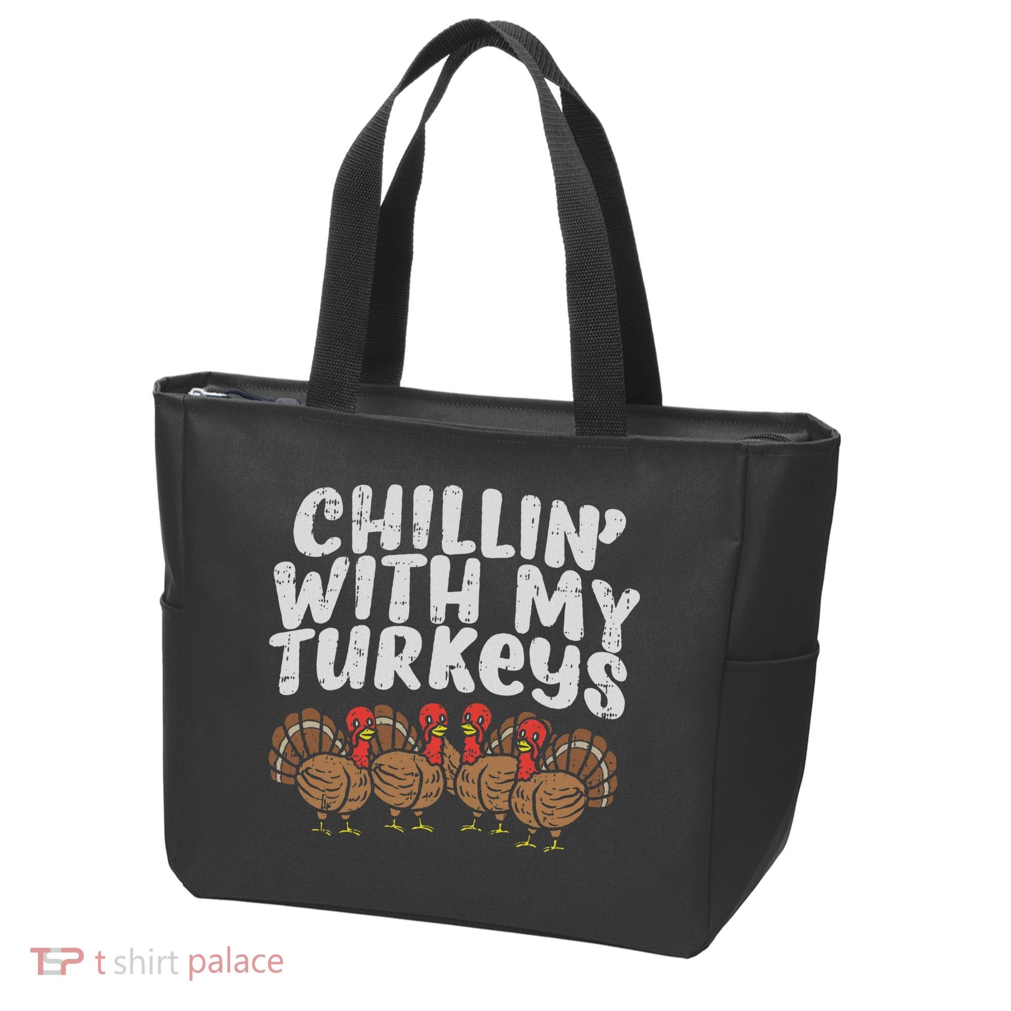 Chillin With My Turkeys Thanksgiving Family Gift Tote Bag