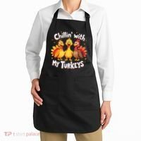 Chillin With My Turkeys Thanksgiving Family Apron thumb 2