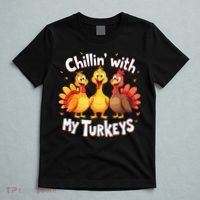 Chillin With My Turkeys Thanksgiving Family T-Shirt thumb 5