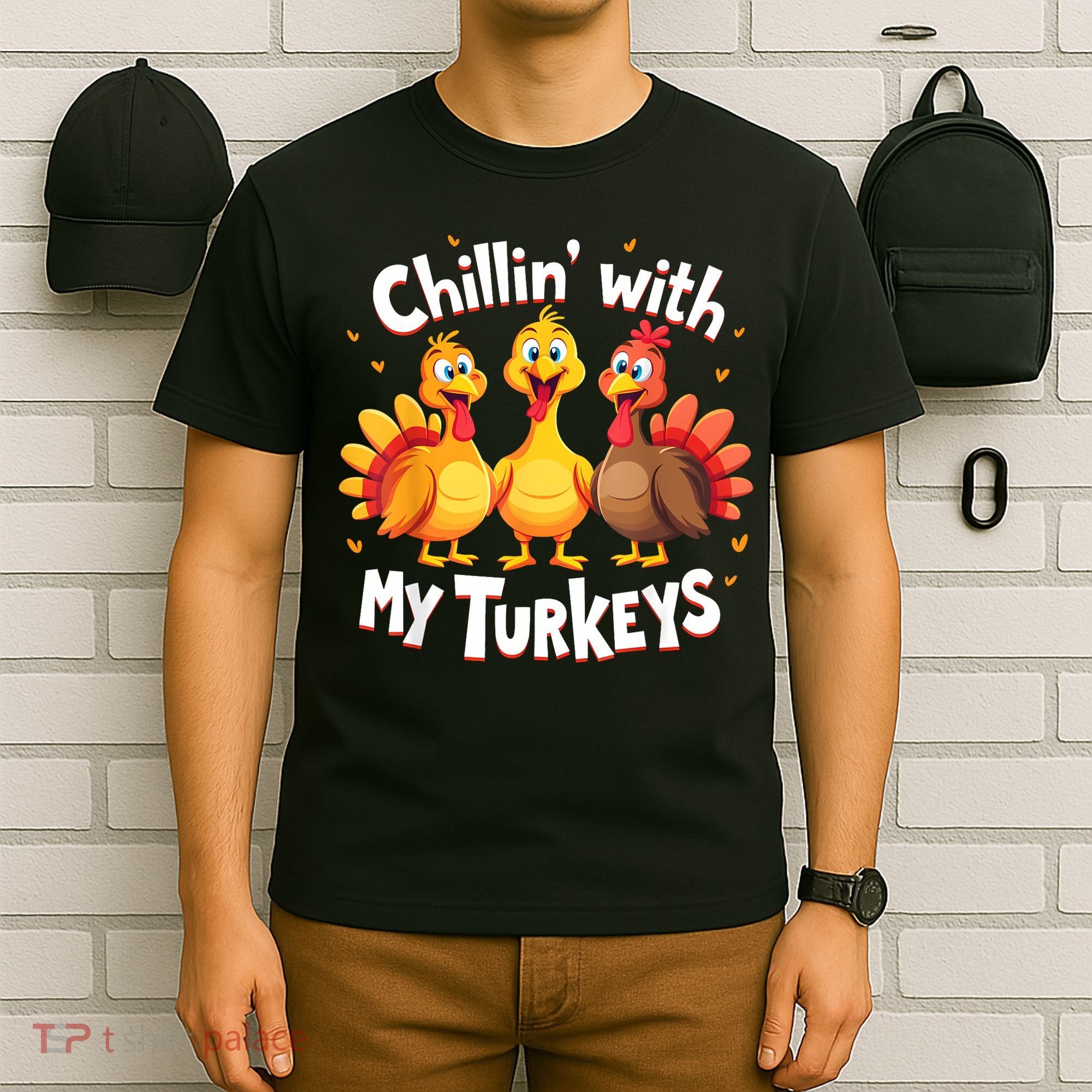 Chillin With My Turkeys Thanksgiving Family T-Shirt