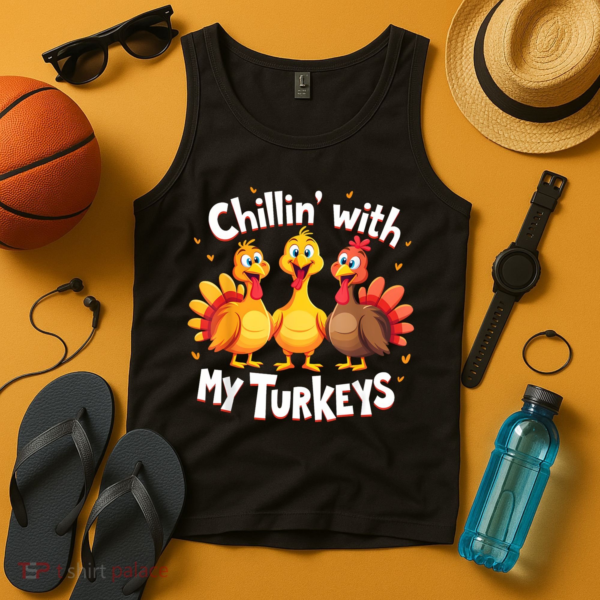 Chillin With My Turkeys Thanksgiving Family Tank Top