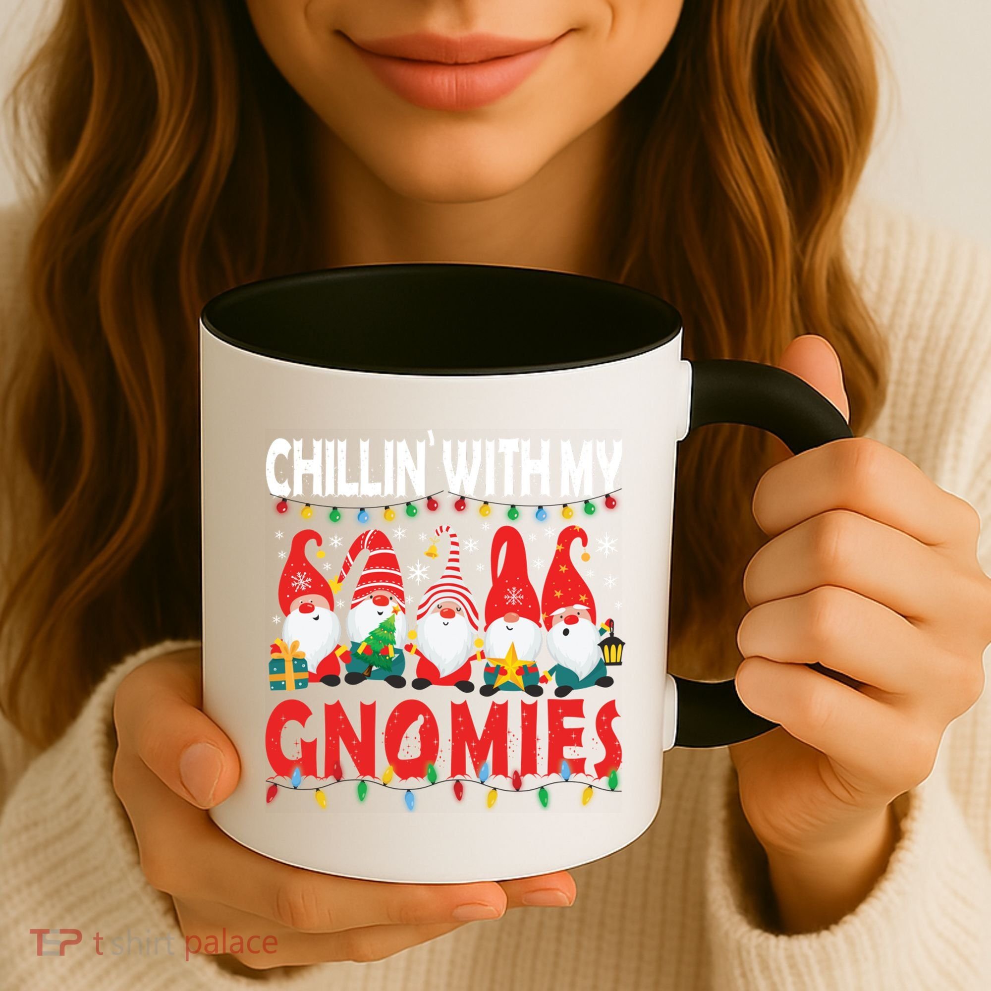 Chillin With My Gnomies Christmas Light Cute Gnomes Matching Great Gift Coffee Mug