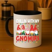 Chillin With My Gnomies Christmas Light Cute Gnomes Matching Great Gift Coffee Mug thumb 4
