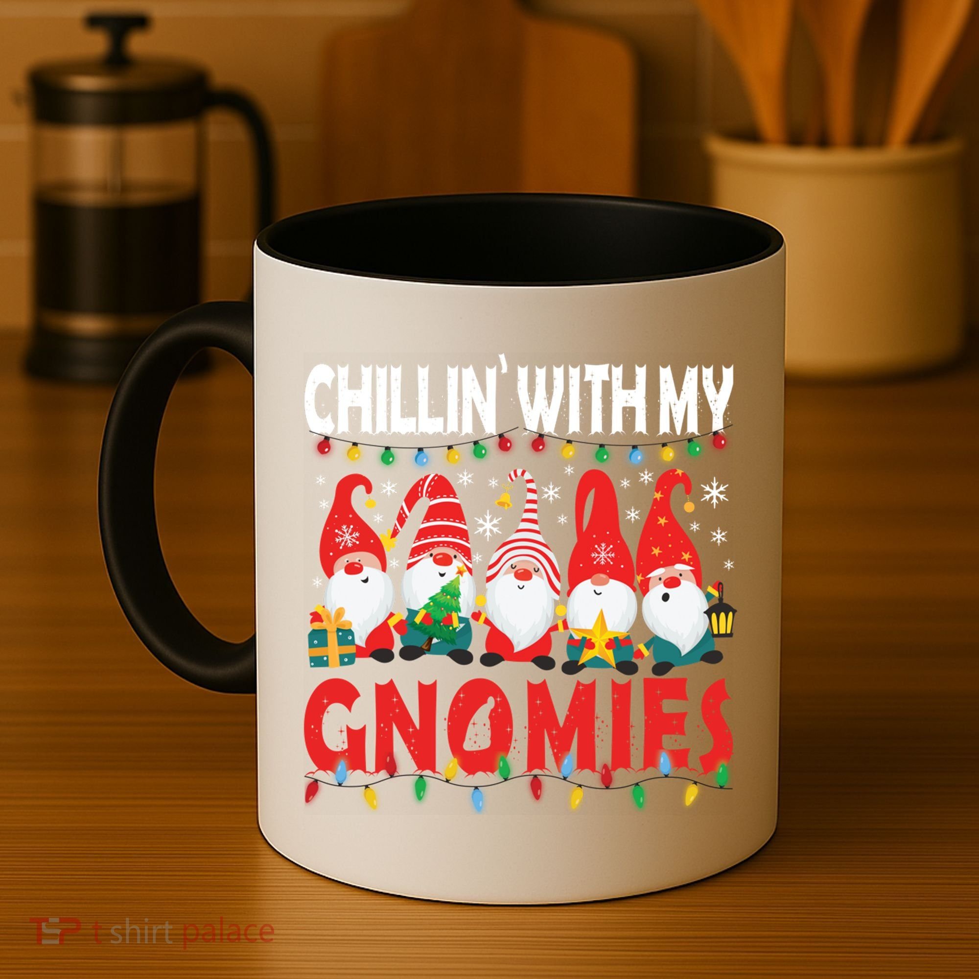 Chillin With My Gnomies Christmas Light Cute Gnomes Matching Great Gift Coffee Mug