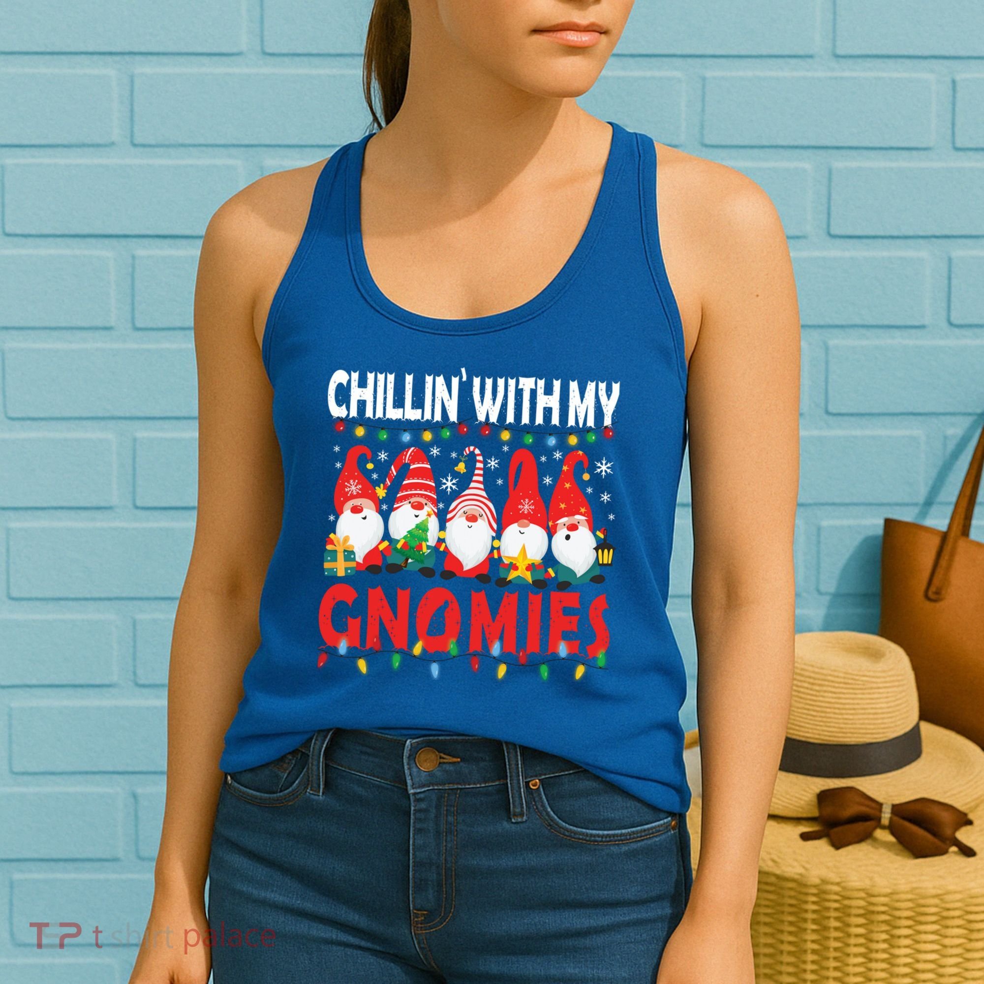 Chillin With My Gnomies Christmas Light Cute Gnomes Matching Great Gift Women's Tank Top